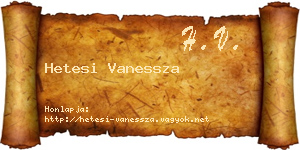 Hetesi Vanessza névjegykártya